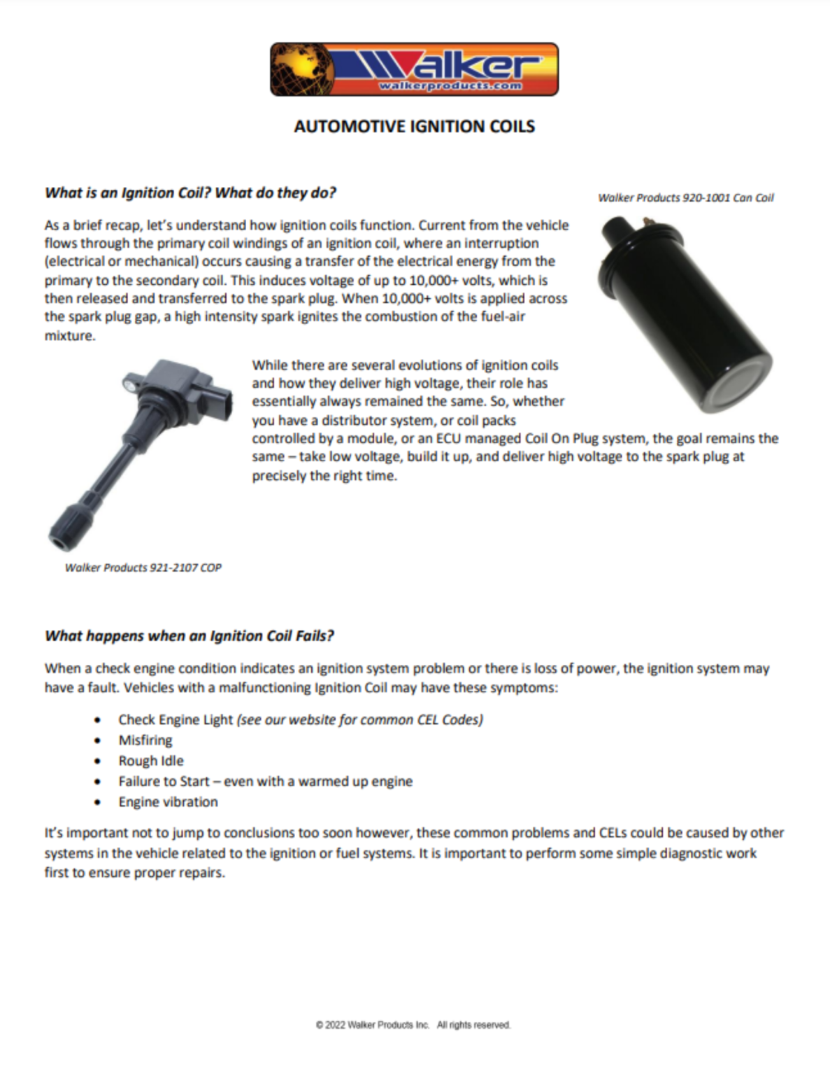 ThunderSpark® Coils & Coil Boots Walker Products