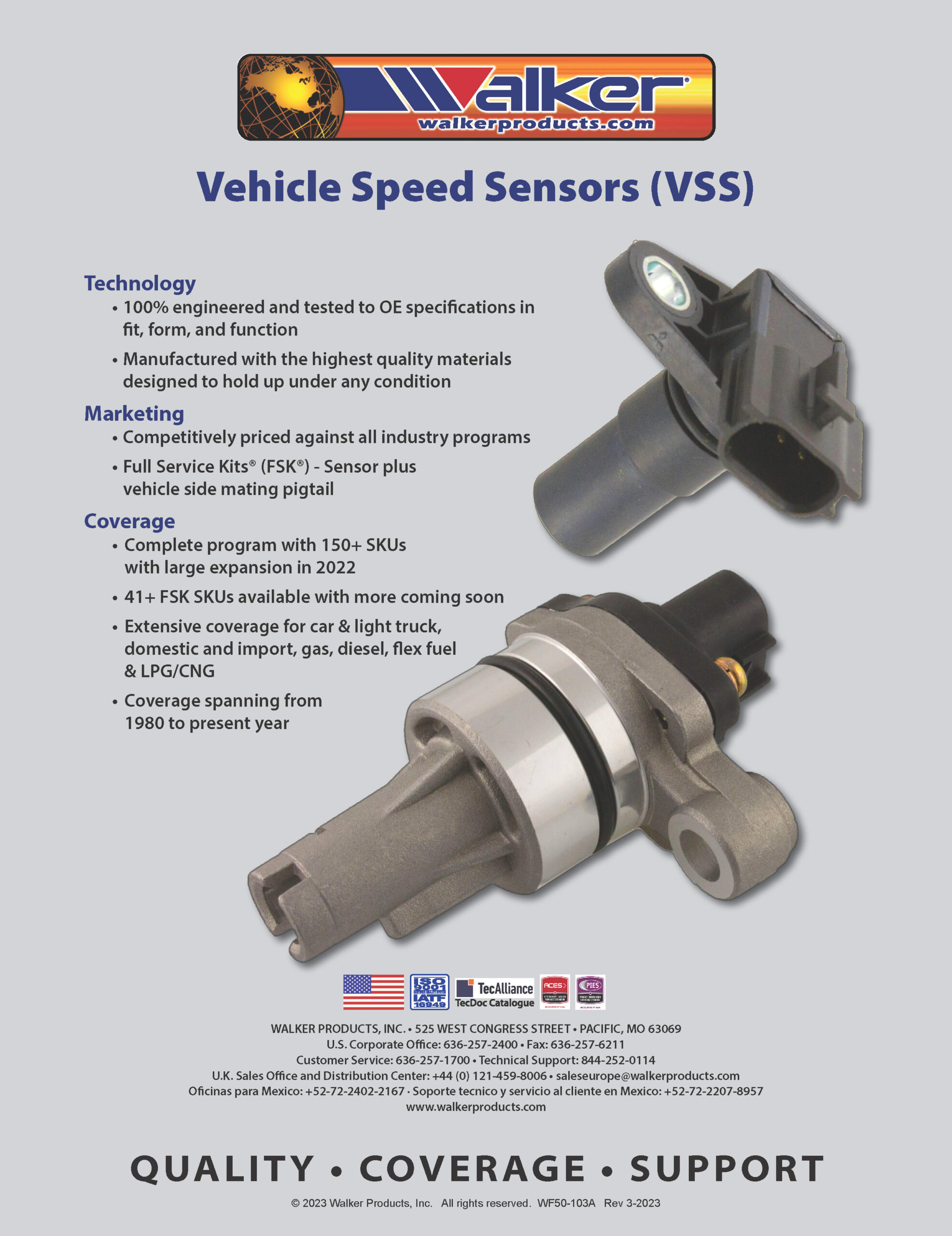 Vehicle Speed Sensors - Walker Products